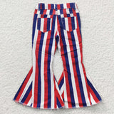 Red Blue White Stripe Flared Girls 4th of July Pant Jeans