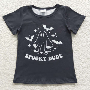 Spooky Dude Ghost Black Boys Halloween Top