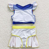 Cartoon Princess Blue Yellow Girls Swimsuits