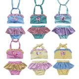 Cartoon Polka Dots Pink Plaid Sky Blue Girls Swimsuits