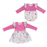 Heart Polka Dots Hot Pink Girls Valentines Dress