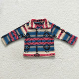 Aztec Navy Red Kids Pullover Plush Coat