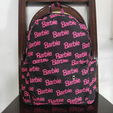 Cartoon Dolls Pink Letters Black Backpack