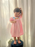 Birthday Gift Pink Smocked Girls Short Sleeve Dress