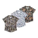 Army Green Camo Pockets Boys Short Sleeve Top