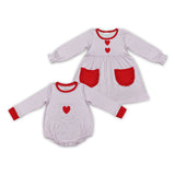 Heart Pink Stripe Pockets Girls Valentine Dress