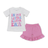 In my little sister era Pink Ruffles Girls Shorts Sets