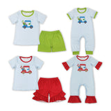 Golf Tour Car Stripe Red Ruffles Girls Summer Romper