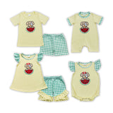 Watermelon Dog Yellow Girls Summer Romper