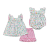 Floral Pink Ruffles Girls Summer Romper