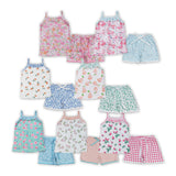 Pink Blue Floral Ruffles Girls Shorts Sets