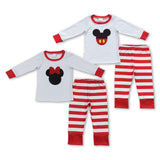 Cartoon Red Stripe Girls Christmas Pajamas