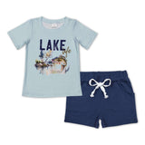 Lake Life Blue Navy Boys Shorts Sets