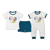 Duck Stripe Green Boys Summer Romper
