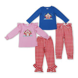 Candy House Red Plaid Pink Girls Christmas Outfits