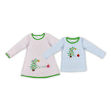 Star Tree Blue Stripe Boys Christmas Top