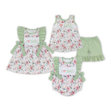 I love dad Floral Green Ruffles Girls Summer Romper
