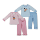 Snowman Blue Stripe Boys Christmas Pajamas