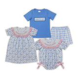 Daddy's Boy Blue Plaid Boys Shorts Sets
