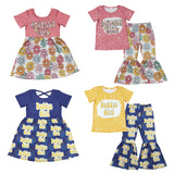 Promotional Daddy's Girl Letters Yellow Navy Girls Short Sleeve Dress