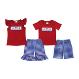 Flag Firework Blue Plaid Red Boys 4th of July Outfits