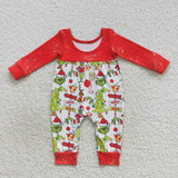 Cartoon White Red Boys Christmas Romper