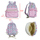 Floral Ruffles Pink Plaid Blue Backpack