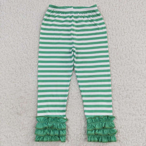 Green Stripe Milk Silk Girls Pants