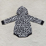 Smile Cow Print Black Hoodie Boys Fall Romper