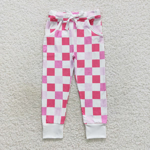 Pink White Plaid Girls Pants