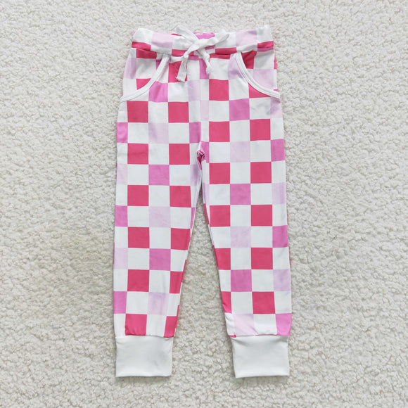 Pink White Plaid Girls Pants