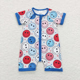 Smile Stars Blue Boys 4th of July Romper