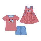 Popsicle Red Stripe Girls 4th of July Dress