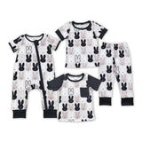 Bunny Black Gray Boys Easter Romper