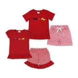 Cartoon Red Ruffles Polka Dots Girls Shorts Sets