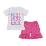 In my little sister era Hot Pink Ruffles Girls Shorts Sets