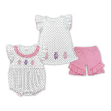 Ballet Polka Dots Pink White Girls Shorts Sets