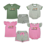 this is god's country Stripe Pink Girls Shorts Sets