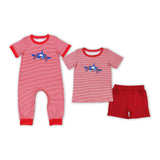 Plane Red Stripe Boys Shorts Sets