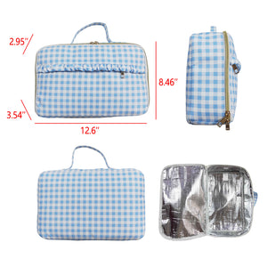 Blue White Plaid Insulated Lunch Bag