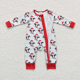 Cows Blue White Stripe Red Boys Christmas Romper