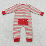 Santa Stripe Red Boys Christmas Romper