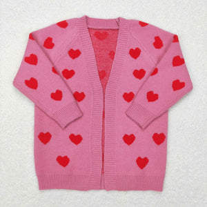 Heart Cardigan Sweaters Girls Valentines Top