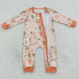 Floral Orange Girls Fall Romper