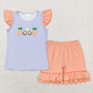 Bunny Carrot Stripe Girls Easter Outfits