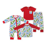 Dinosaur Heart Red Gray Boys Valentines Romper