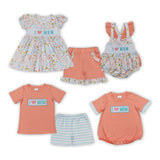 I Love Mom Stripe Orange Boys Summer Romper