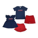 God Bless the USA Flag Navy Red Boys 4th of July Outfits