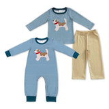 Dog Stripe Brown Boys Fall Romper