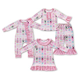 Solider Pink Ruffles Girls Christmas Dress